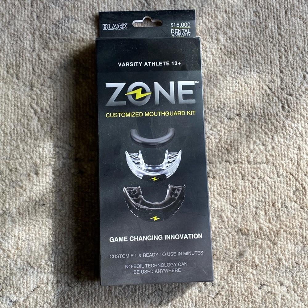 Black no boil mouth guard zone football soccer